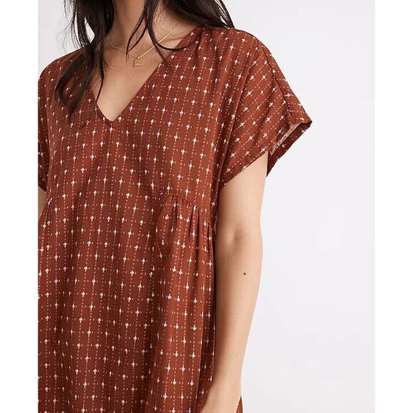 MADEWELL Jacquard Dolman-Sleeve Mini Dress in Dusty Redwood - Picture 3 of 11